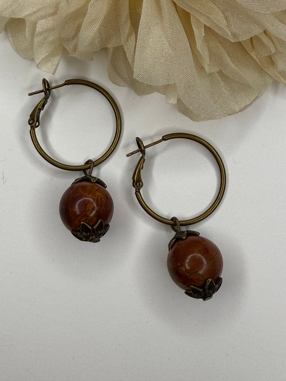 Burnt Orange Stone Drop Earring