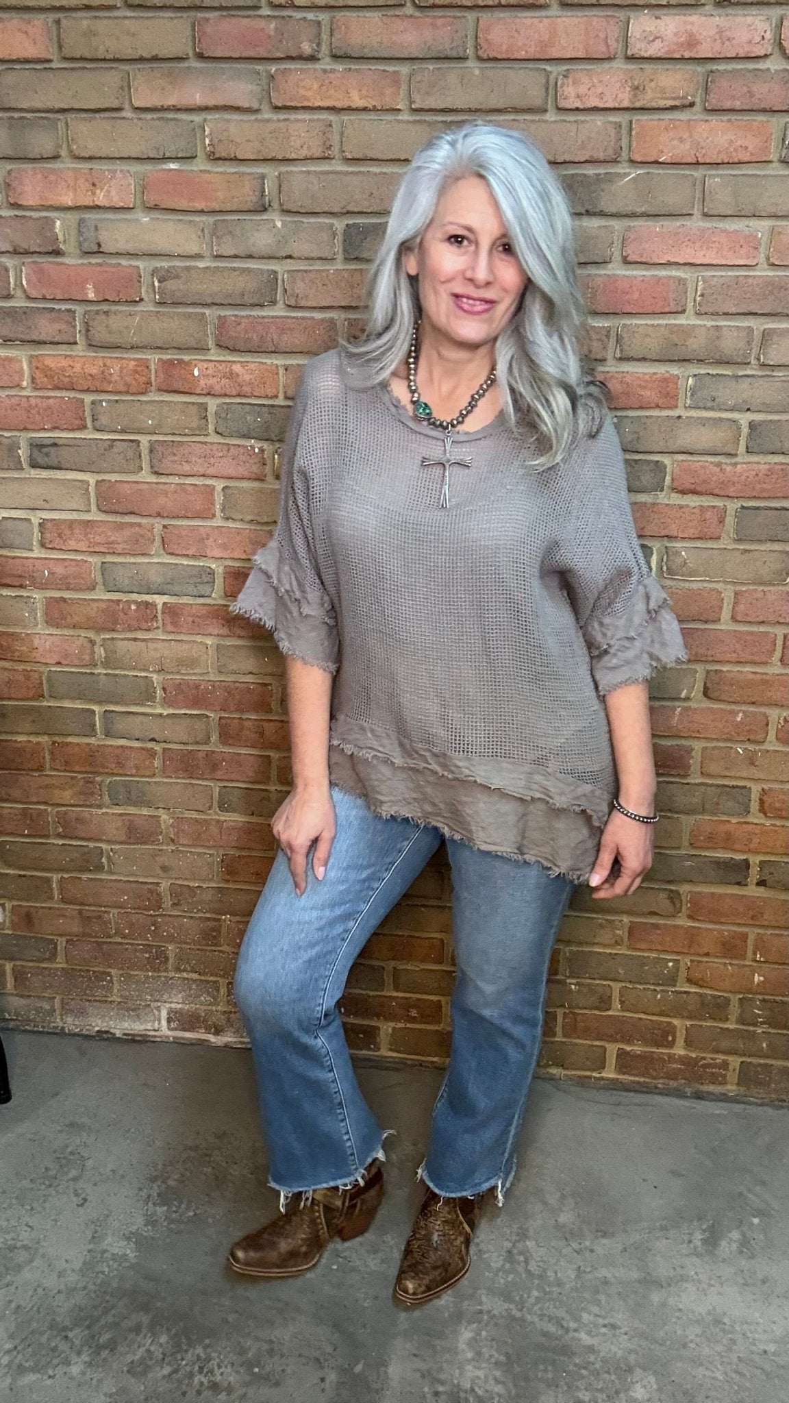 Cotton Mesh Knit Top - Vintage Vault Boutique