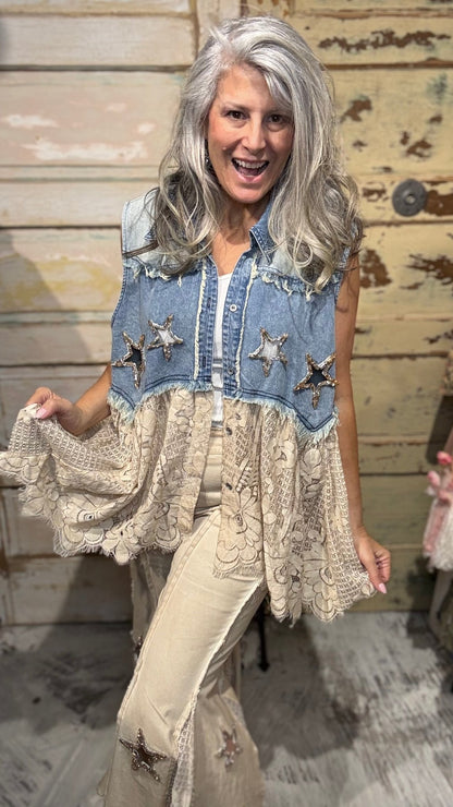 Tin Star and Wishes Vest - Vintage Vault Boutique