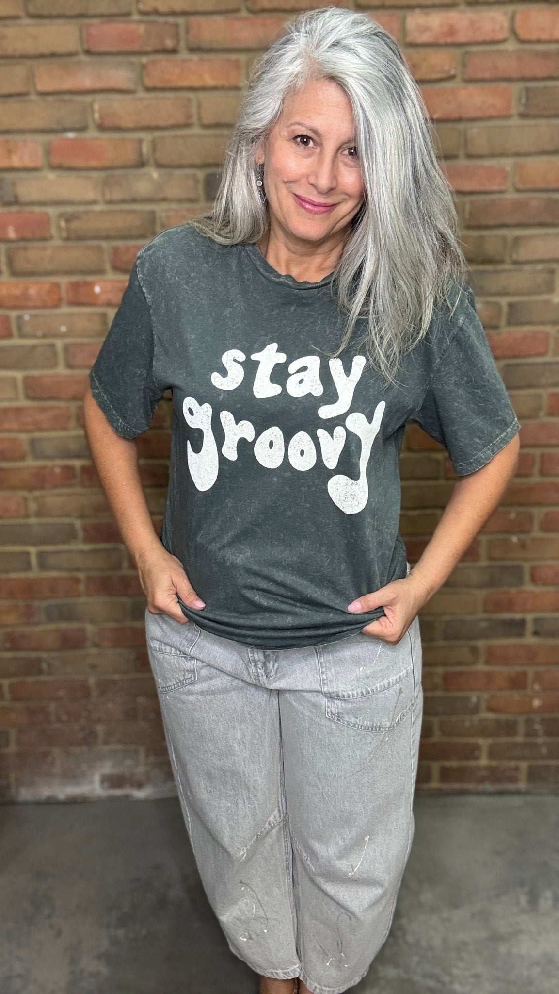 Mineral Wash Stay Groovy T-Shirt - Vintage Vault Boutique