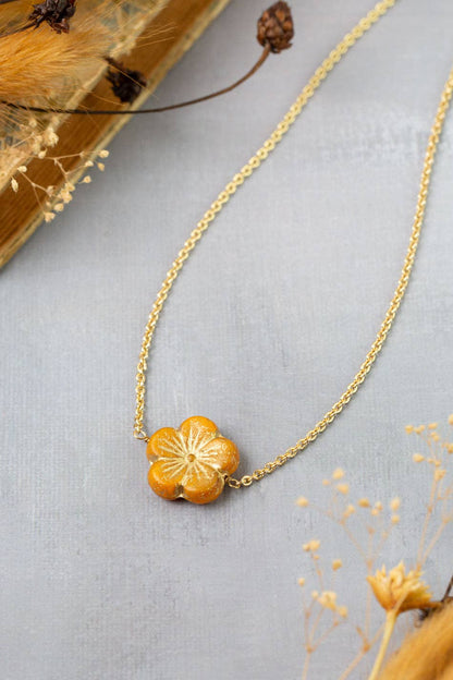 Azulejo Glass Flower Necklaces 008N - Vintage Vault Boutique
