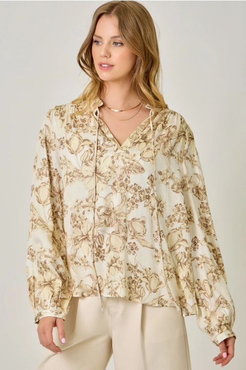 Printed Peasant Blouse