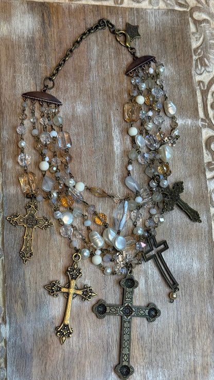 Five Strand Cross Necklace