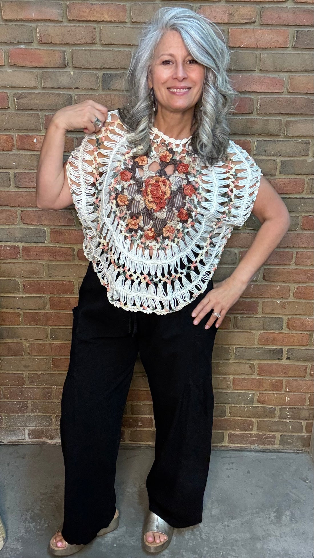 Loose Knit Crochet Applique Topper