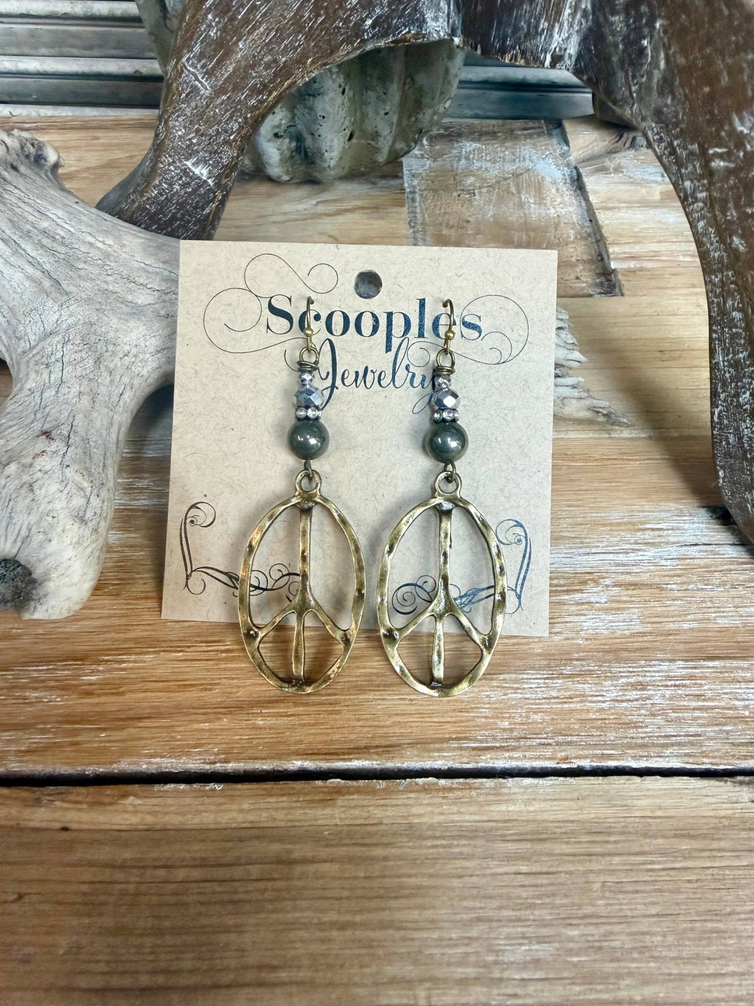 Metallic Crystal Peace Earring  - Vintage Vault Boutique