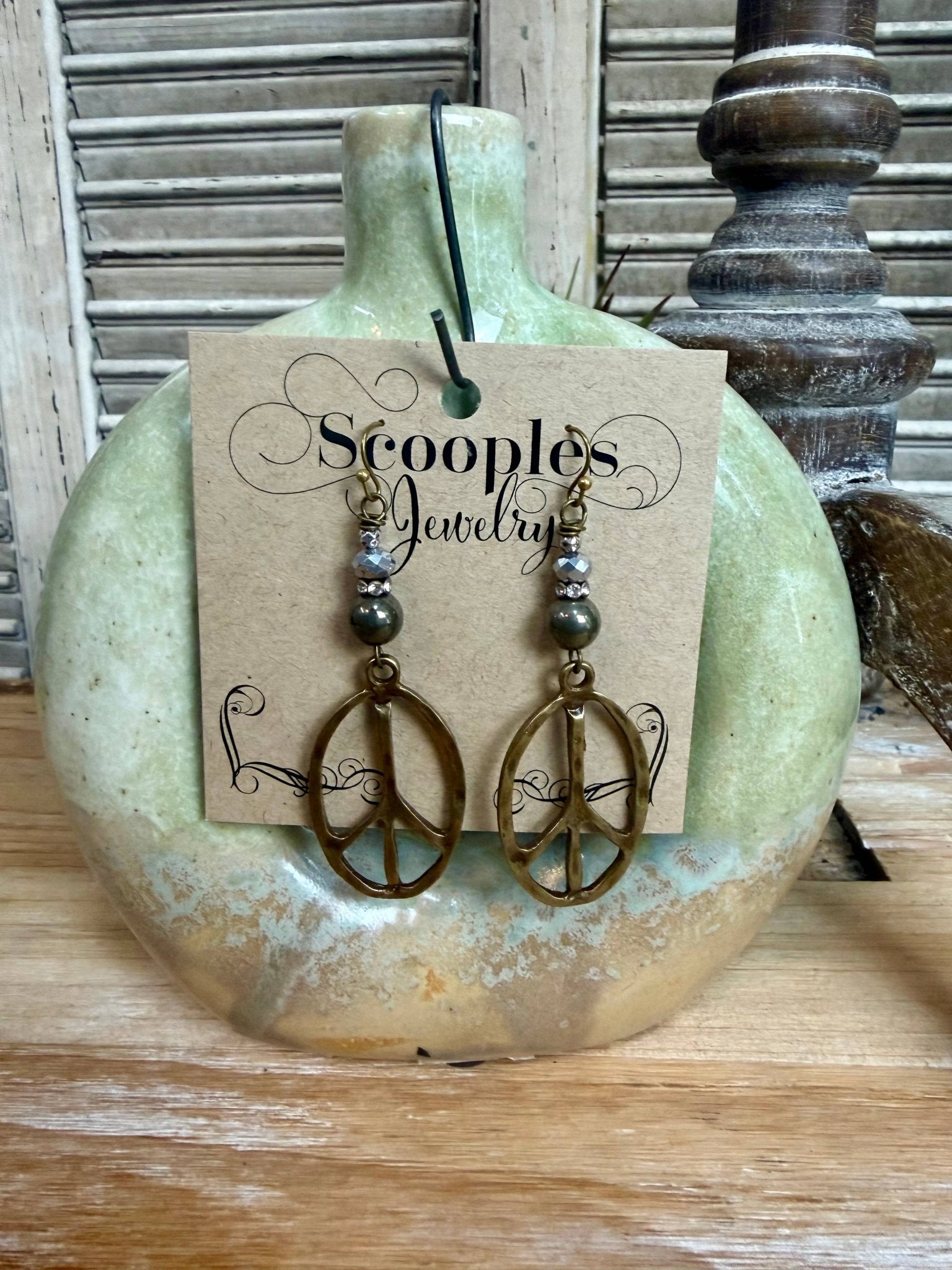 Metallic Crystal Peace Earring  - Vintage Vault Boutique