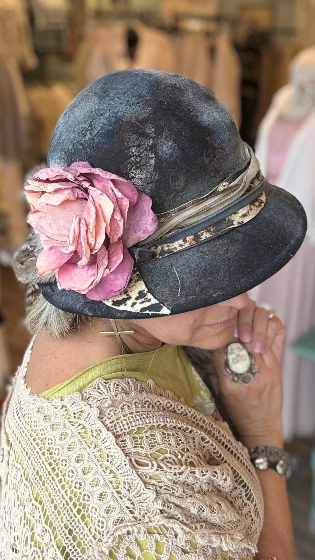 Pink Rose Bucket Hat by A Rare Bird - Vintage Vault Boutique