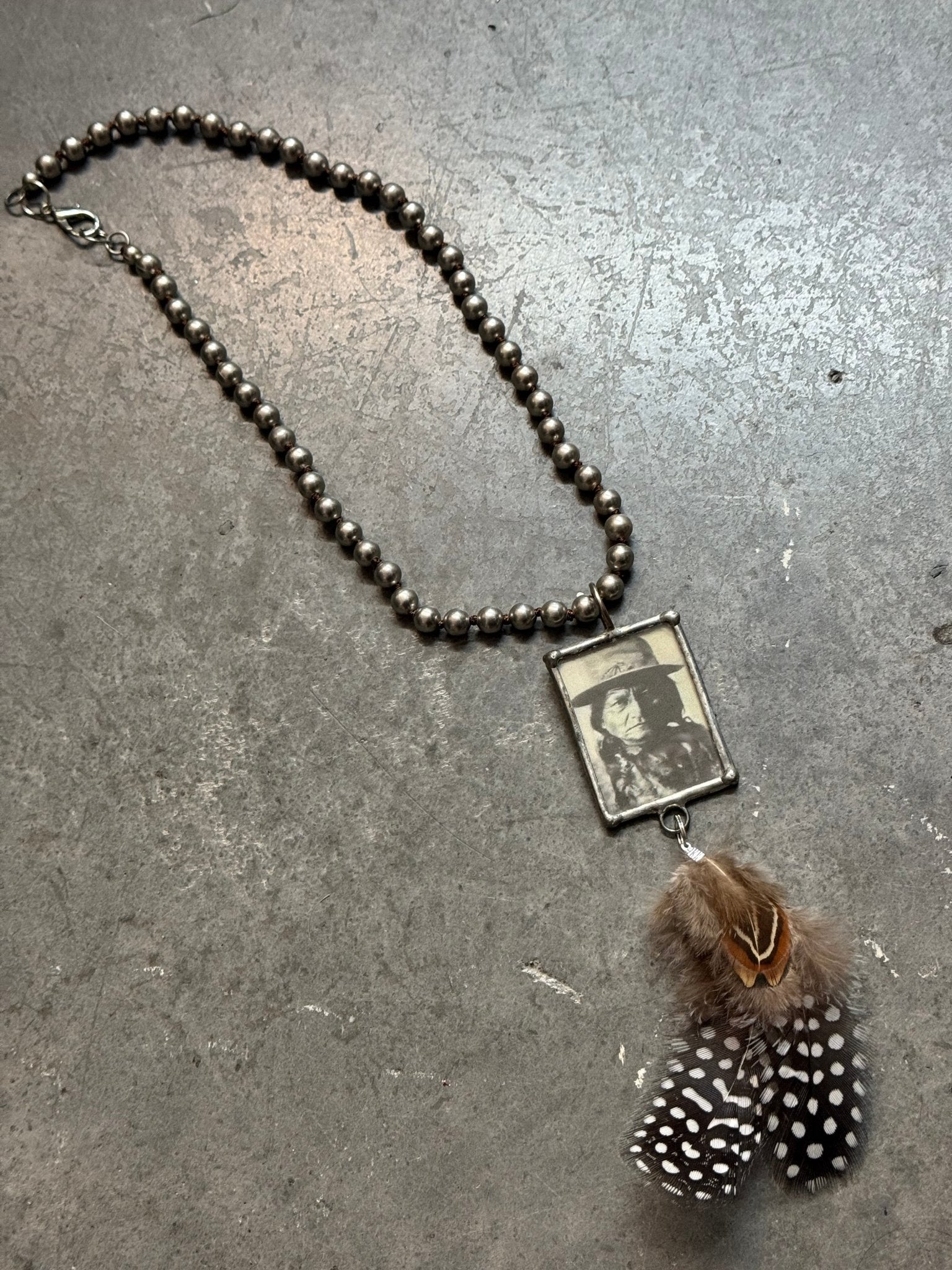 Native American Pendant Necklace with Feather - Vintage Vault Boutique