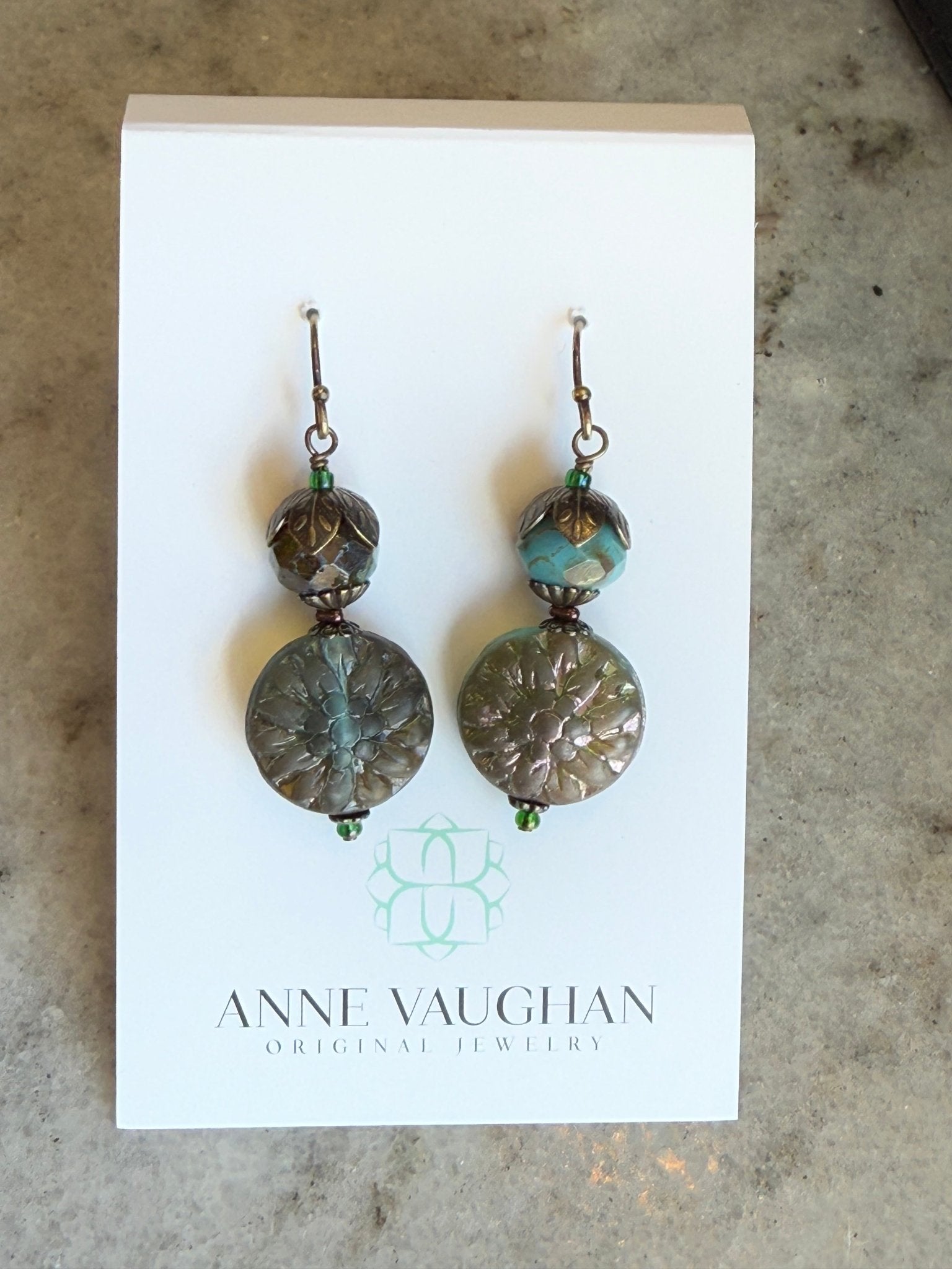 Crisp Autumn Czech Glass Simple Earrings E197 - Vintage Vault Boutique