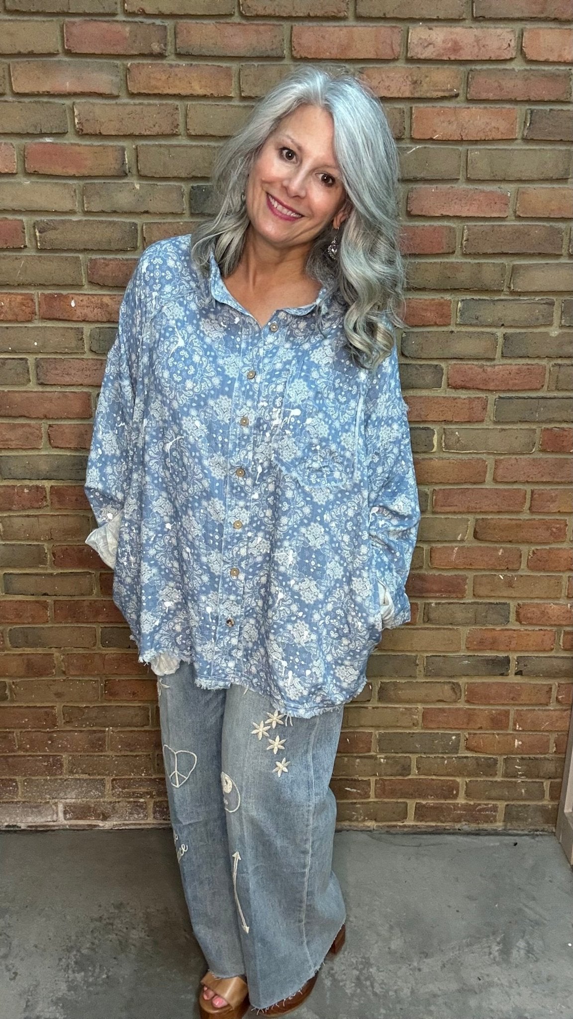 Paisley Printed Button Down Shirt - Vintage Vault Boutique