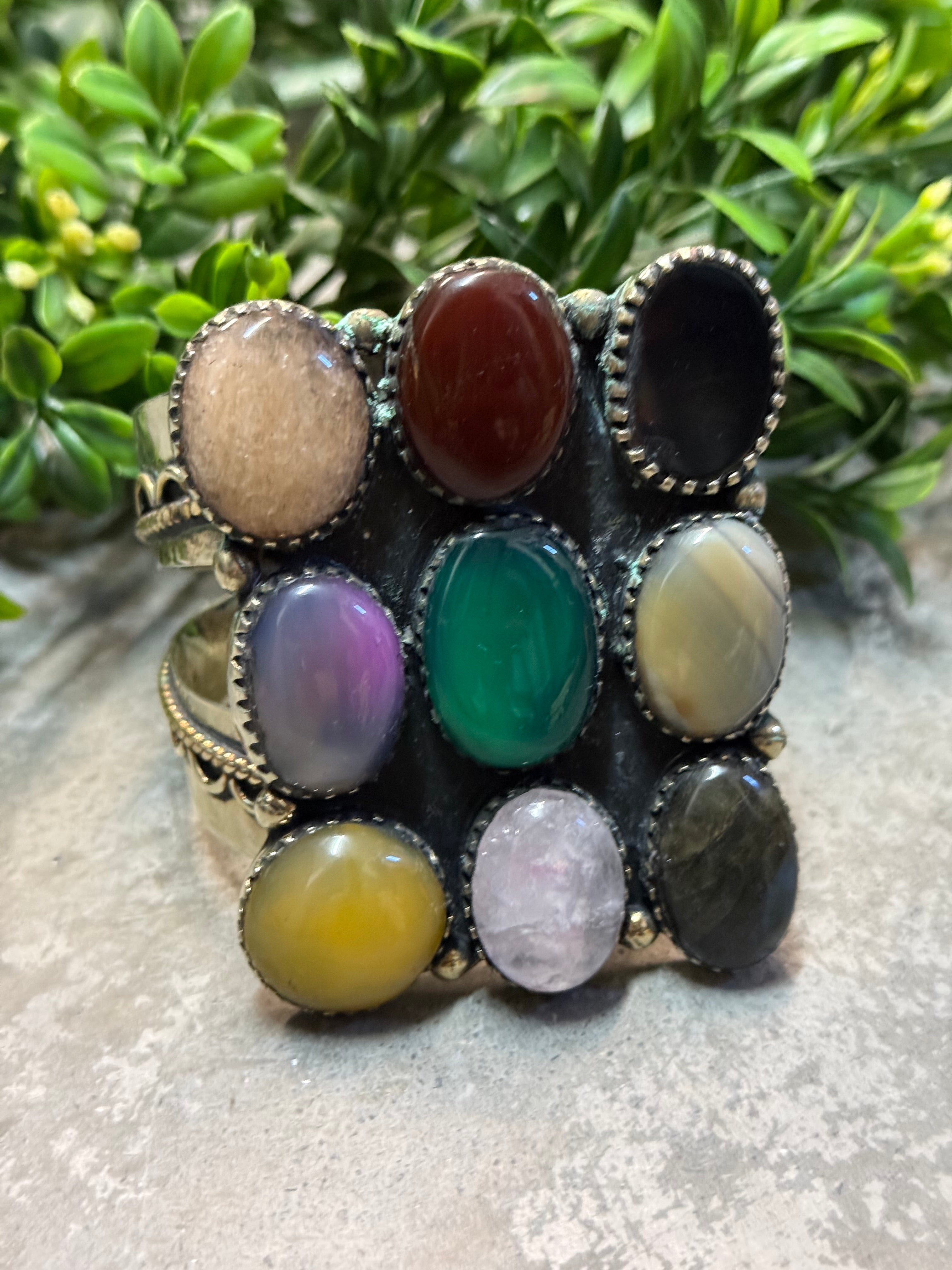 Multi Stone Matrix Cuff Bracelet