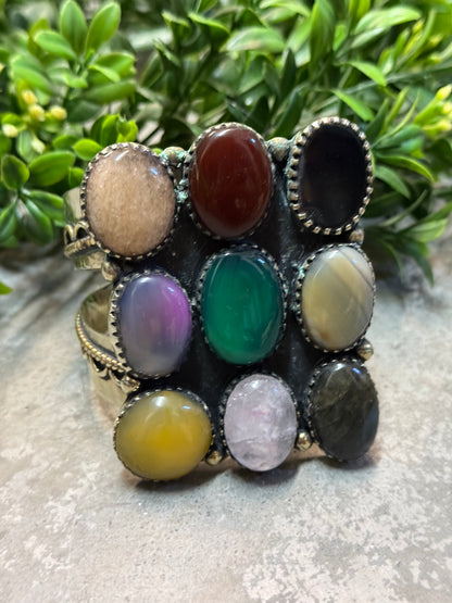 Multi Stone Matrix Cuff Bracelet