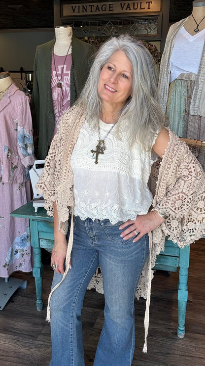 Babydoll Crochet Top - Vintage Vault Boutique