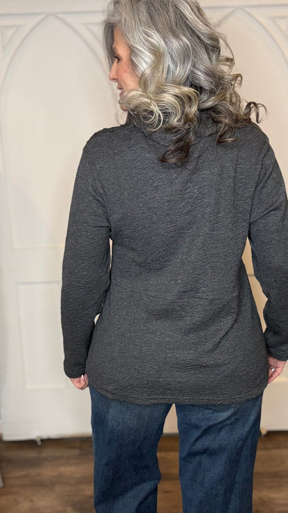 Wanda Cowl Neck Top Charcoal
