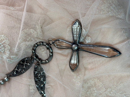 Large Crystal Cross Necklace - Vintage Vault Boutique