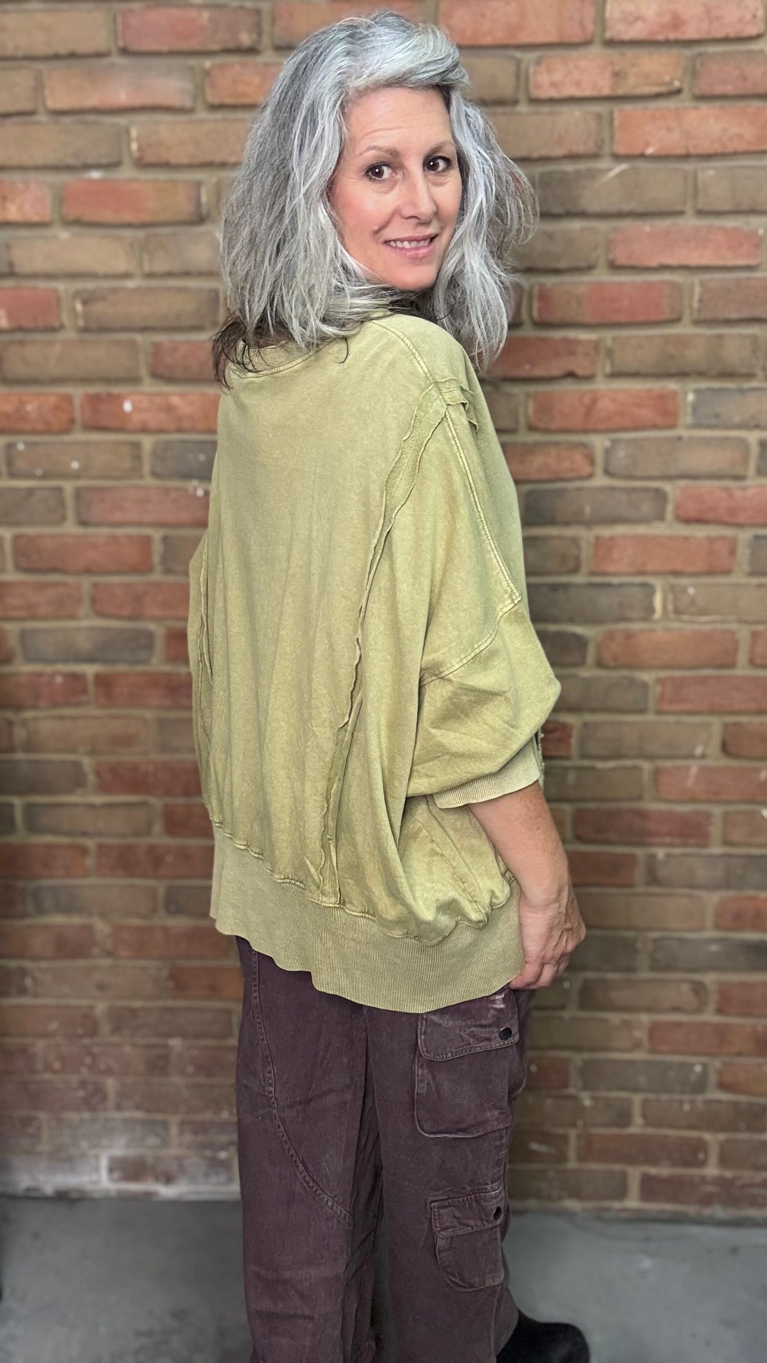 Green High Lo Slit Sweatshirt