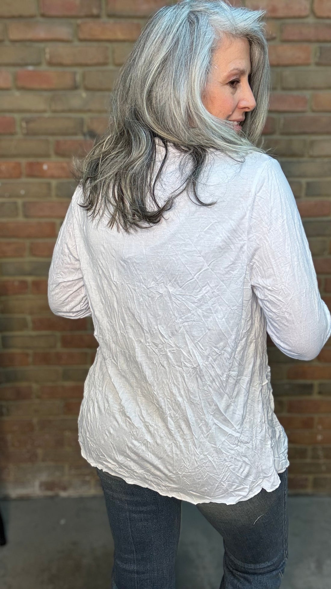 White Long Crinkle Cardigan