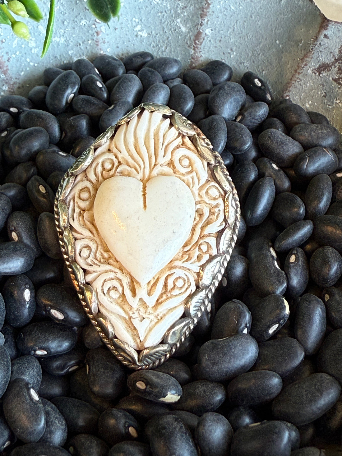 Flaming Heart Bone Ring