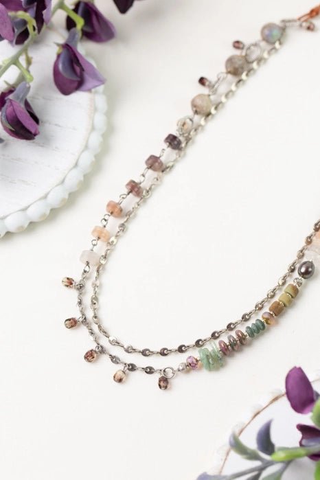 Water Lily Multistrand Necklace N003 - Vintage Vault Boutique