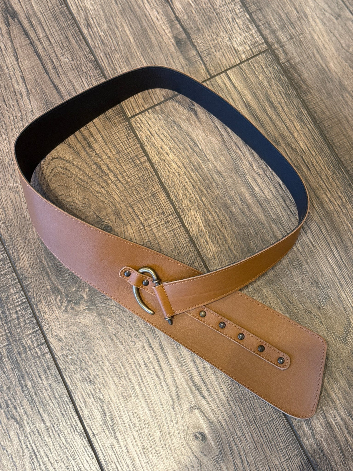 Cognac Leather Belt - Vintage Vault Boutique