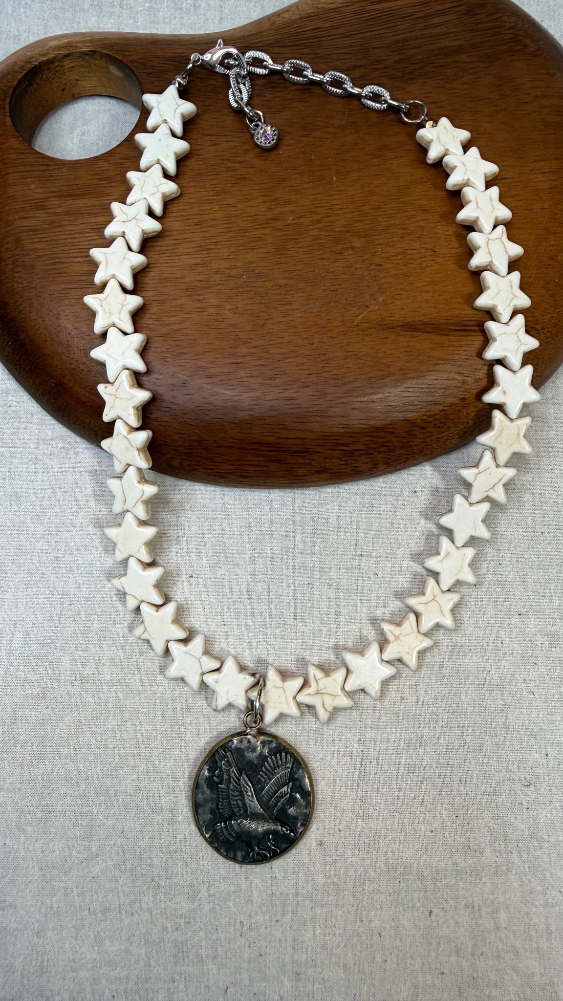 Eagle Pendant on Stars Necklace - Vintage Vault Boutique