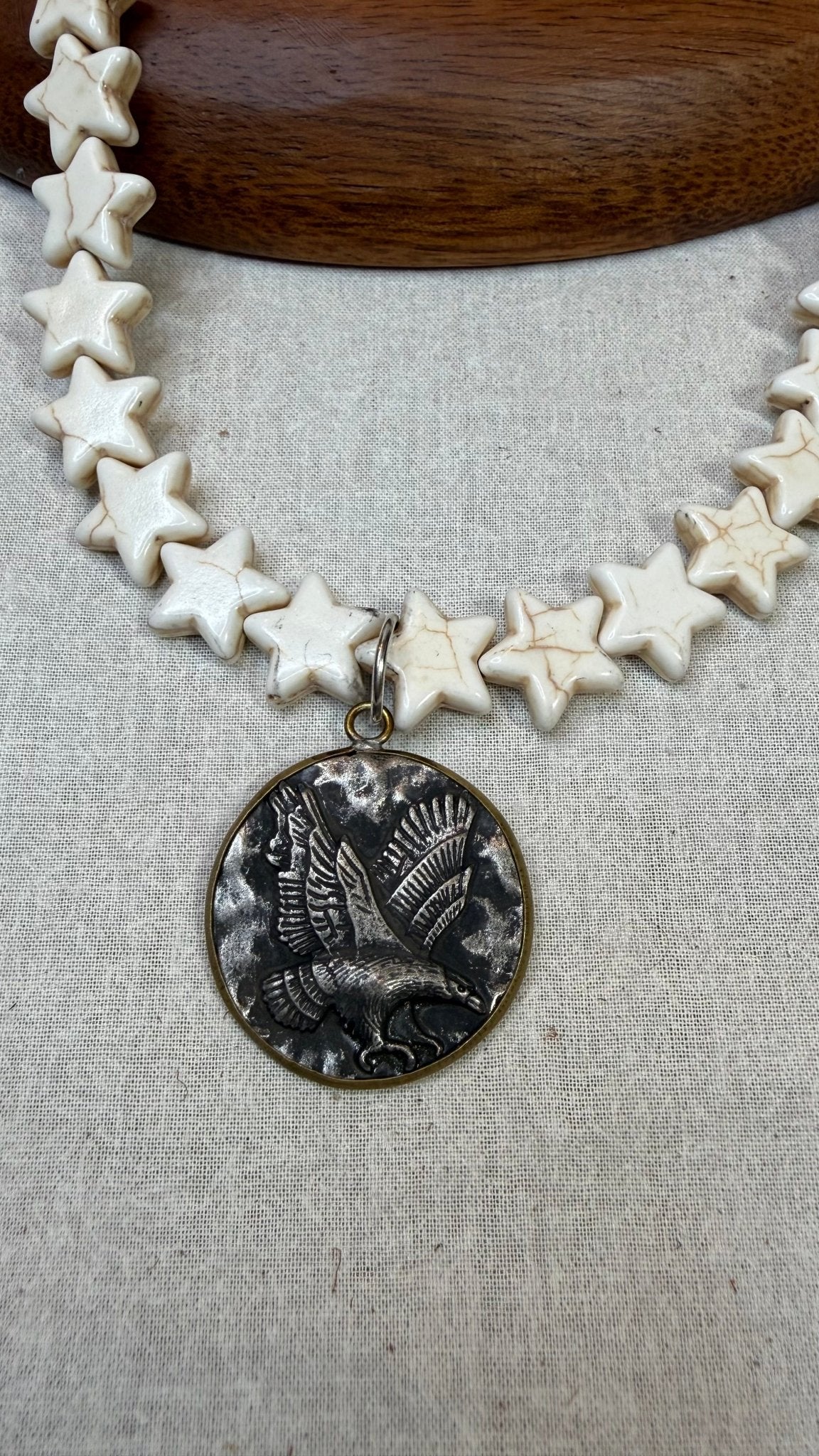 Eagle Pendant on Stars Necklace - Vintage Vault Boutique