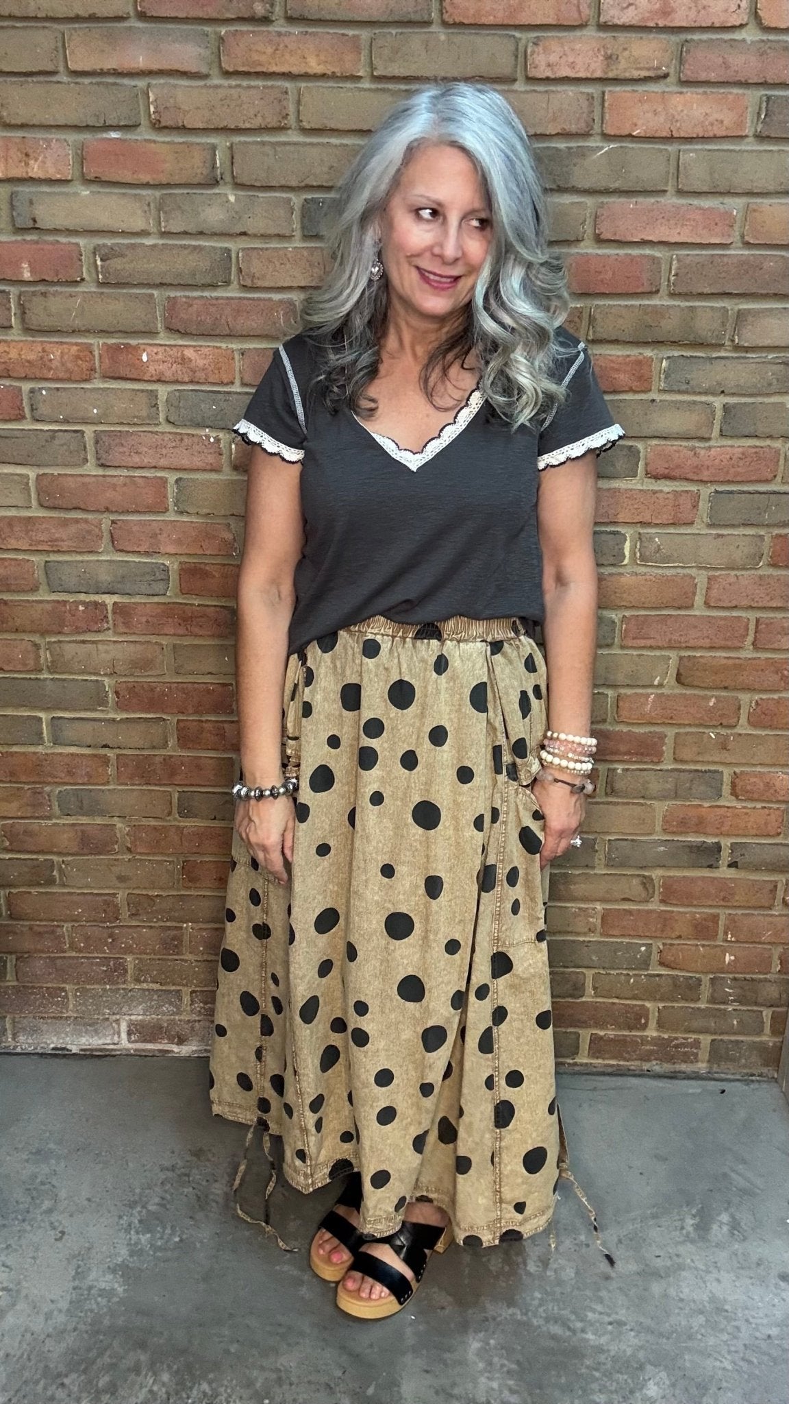 Polka Dot Mocha Skirt - Vintage Vault Boutique