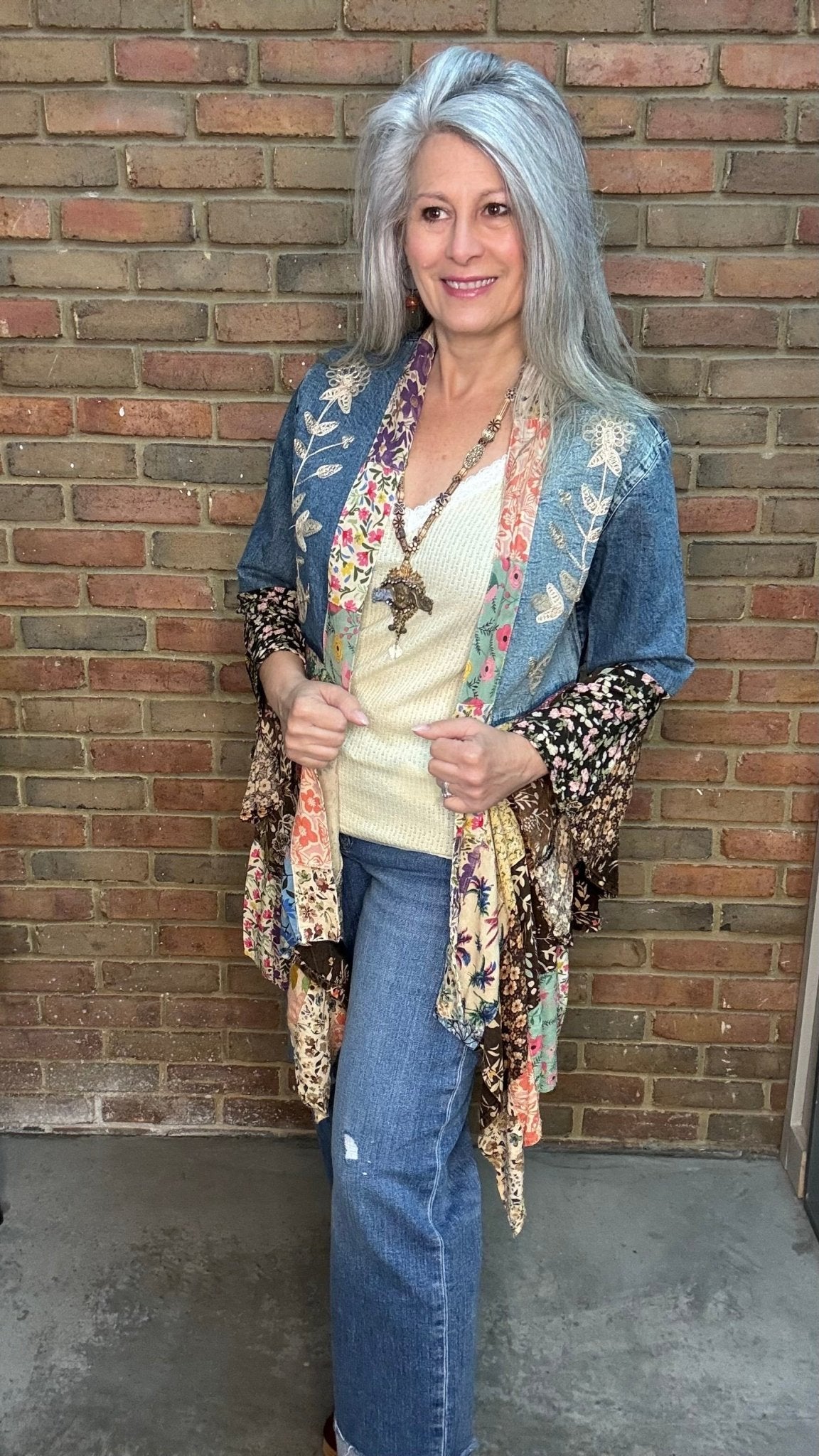 Western Embroidered Long Shrug - Vintage Vault Boutique