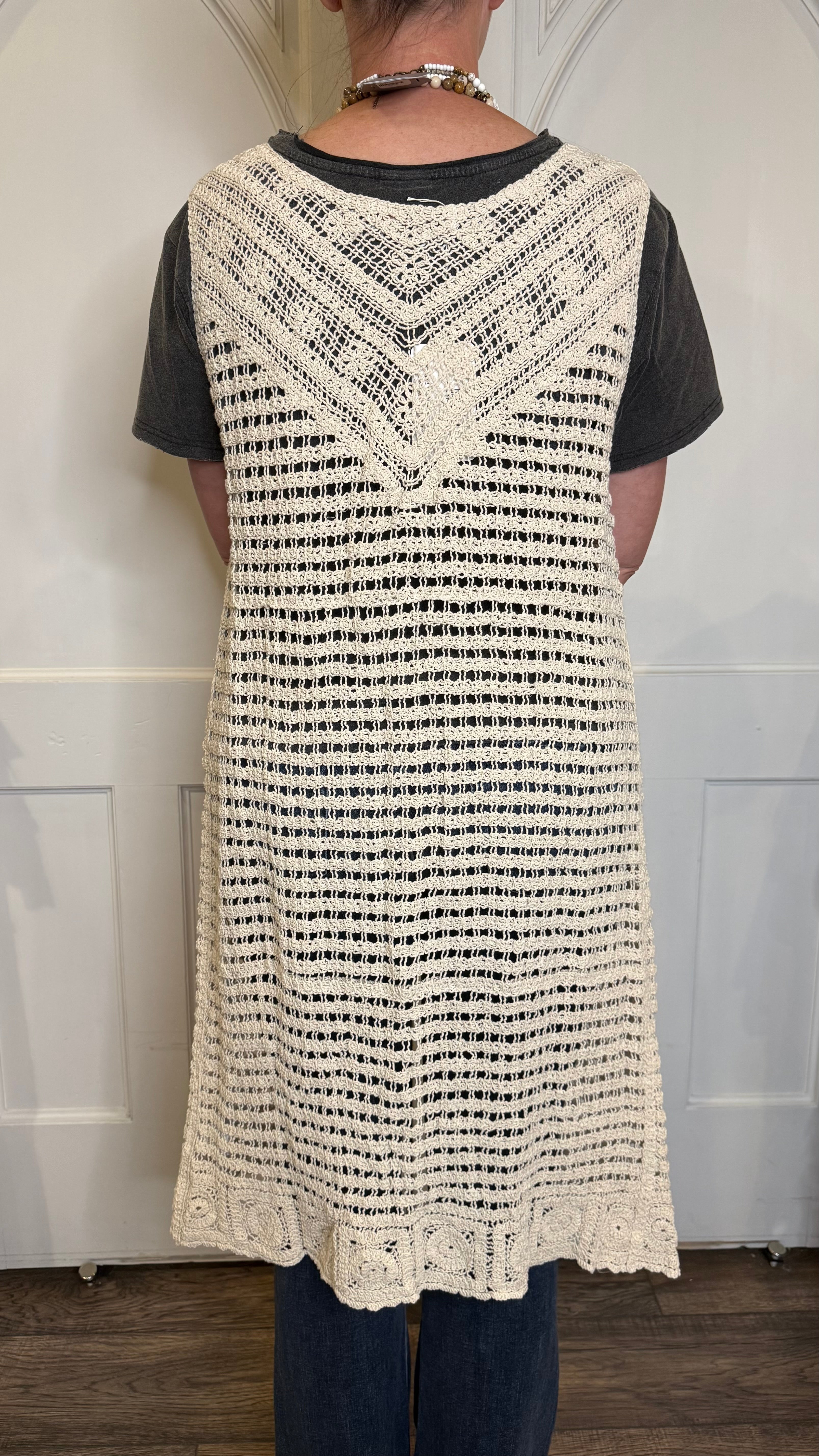 Crochet Long Vest with Ties