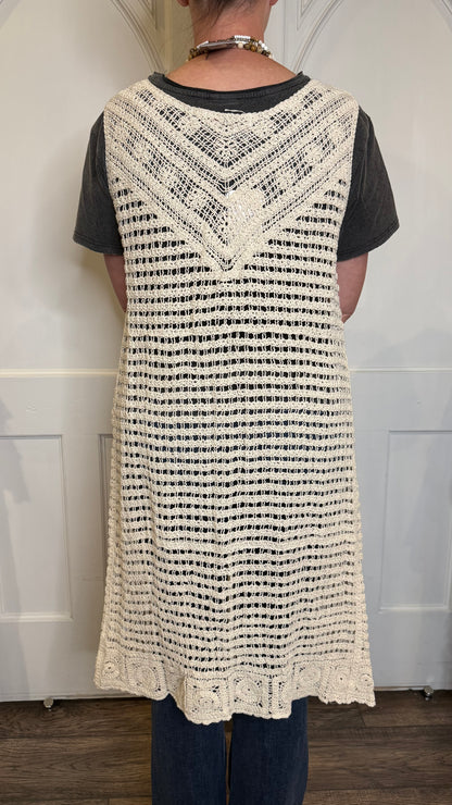 Crochet Long Vest with Ties
