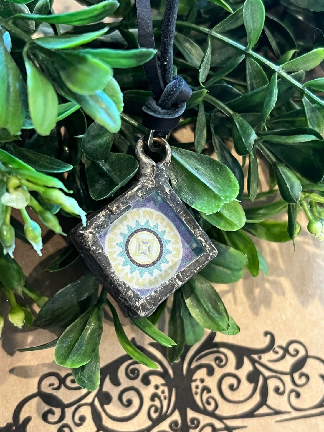 Mosaic Tile Pendant Necklace - Vintage Vault Boutique