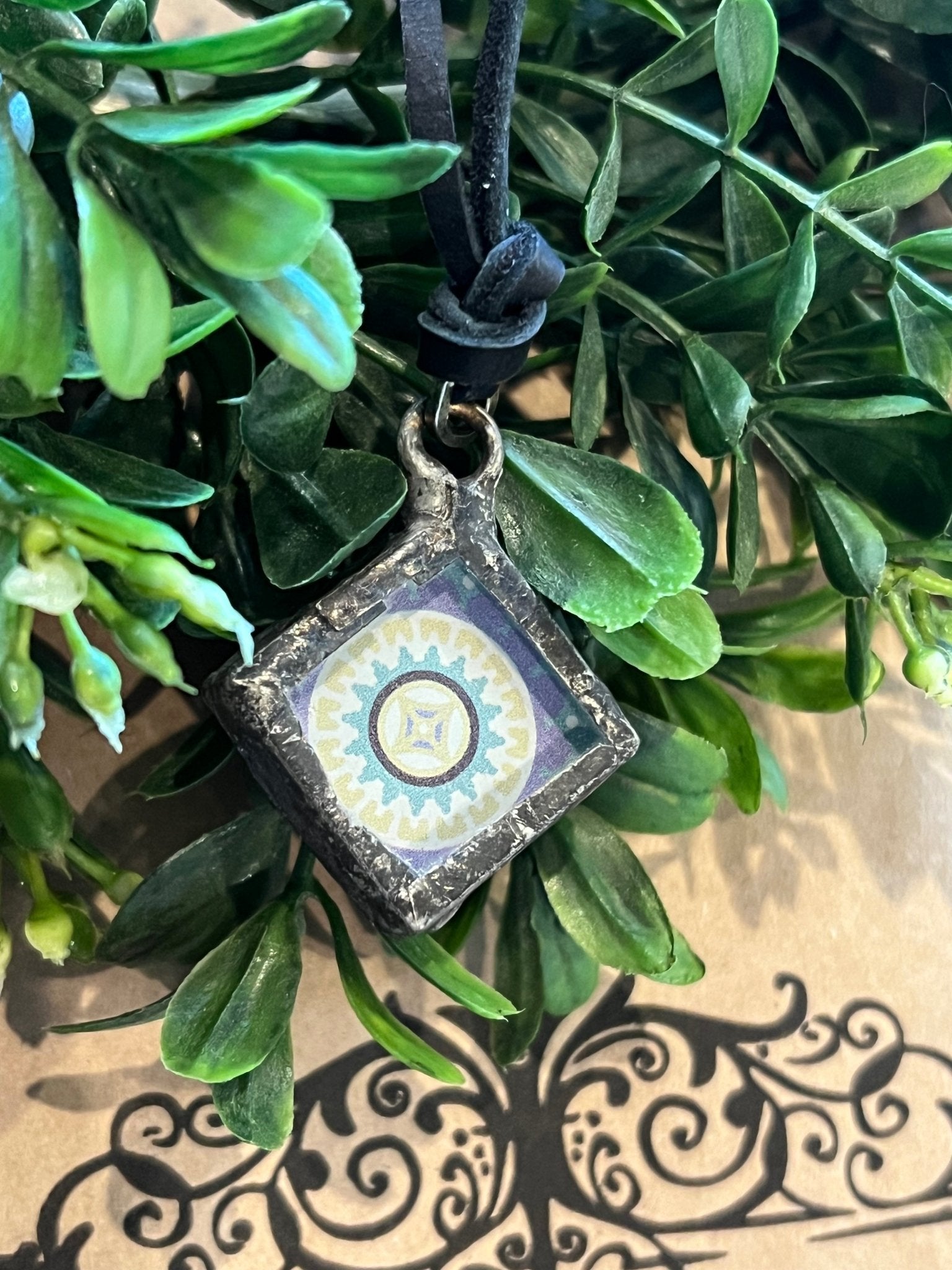 Mosaic Tile Pendant Necklace - Vintage Vault Boutique