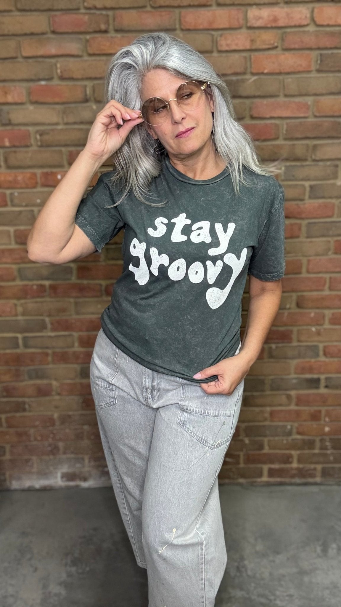 Mineral Wash Stay Groovy T-Shirt - Vintage Vault Boutique