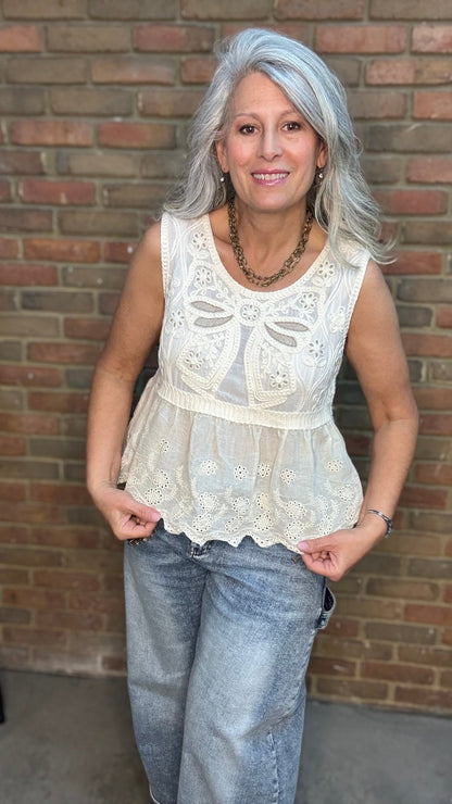 Boho Crochet Ribbon Motif Top - Vintage Vault Boutique