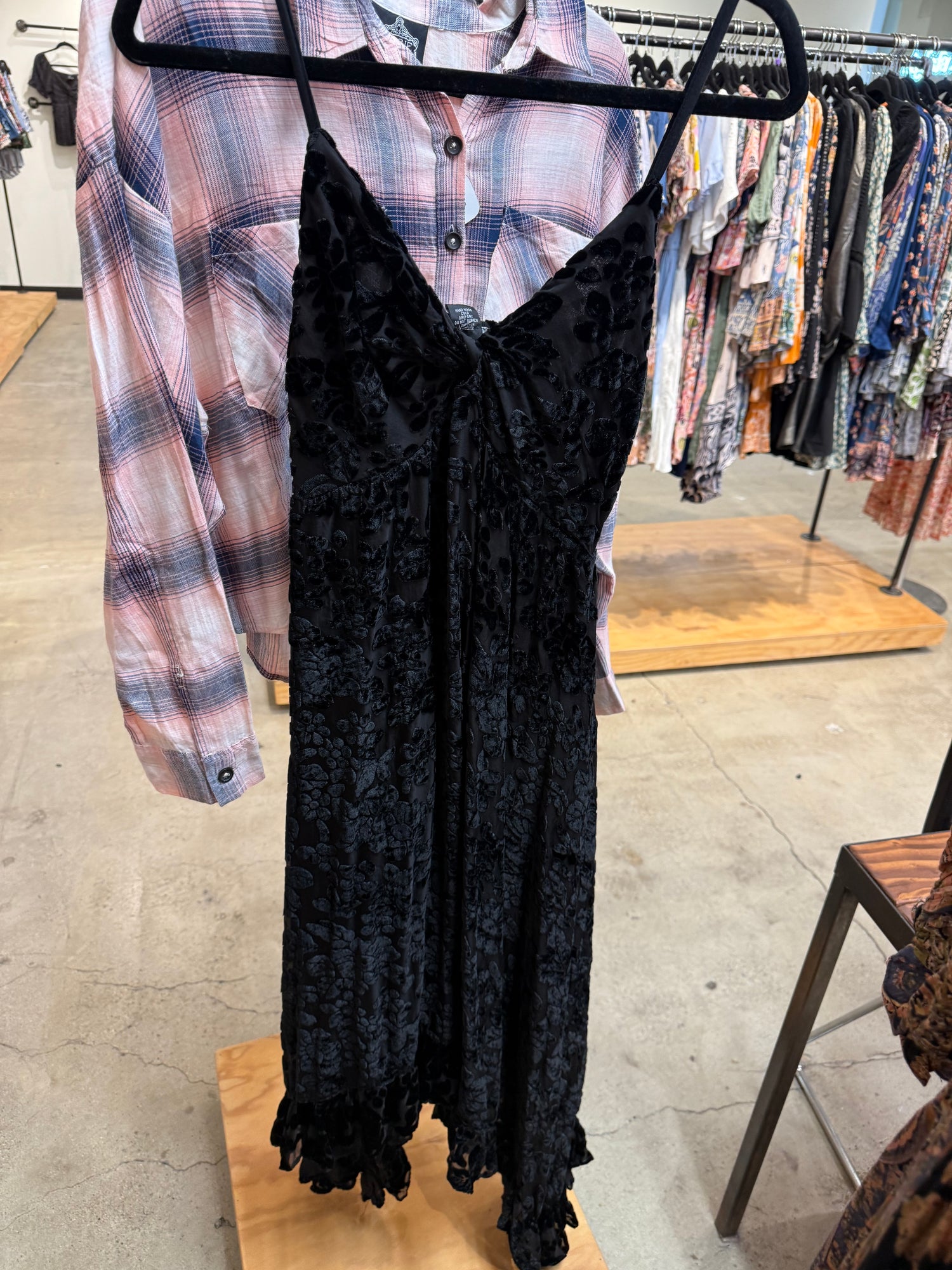Black Velvet Burnout Dress