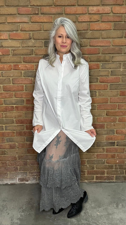 White X - Long Pointed Collar Shirt - Vintage Vault Boutique