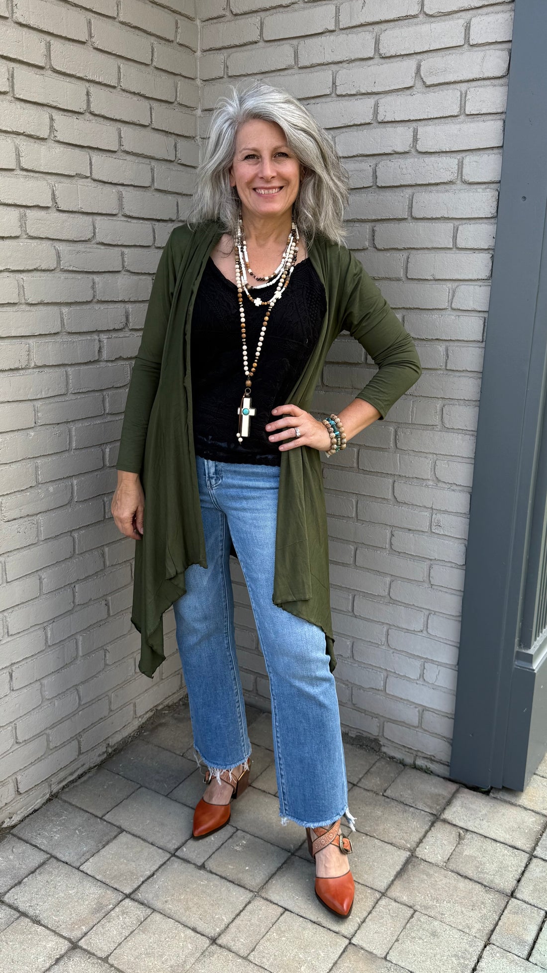 Forest Green Knit Cardigan