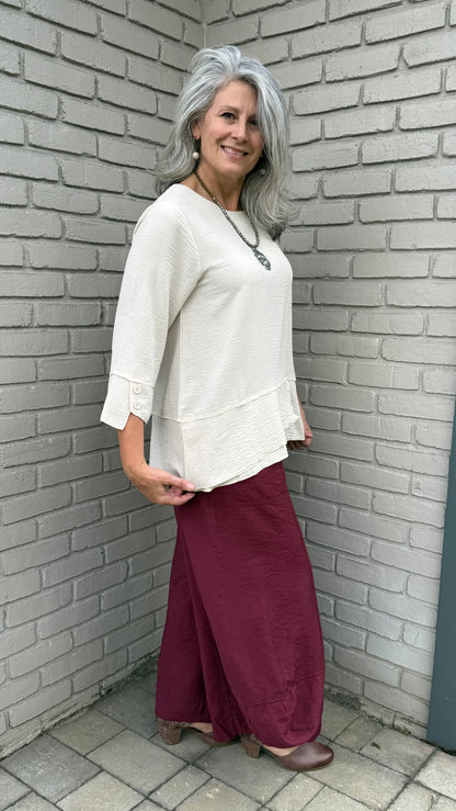 Cream Airflow Button Detail Tunic