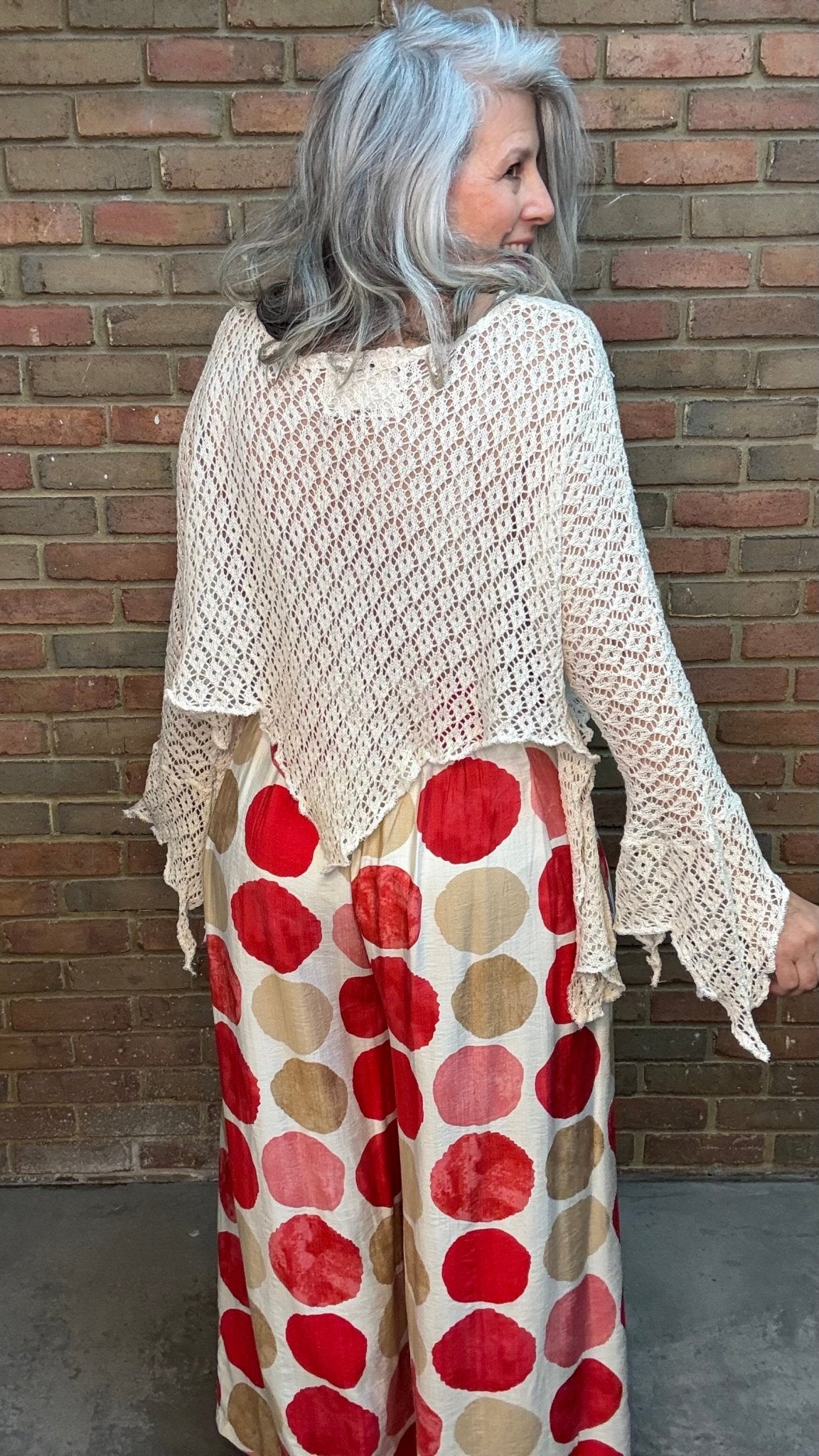 Crochet Asym Sweater Topper - Vintage Vault Boutique