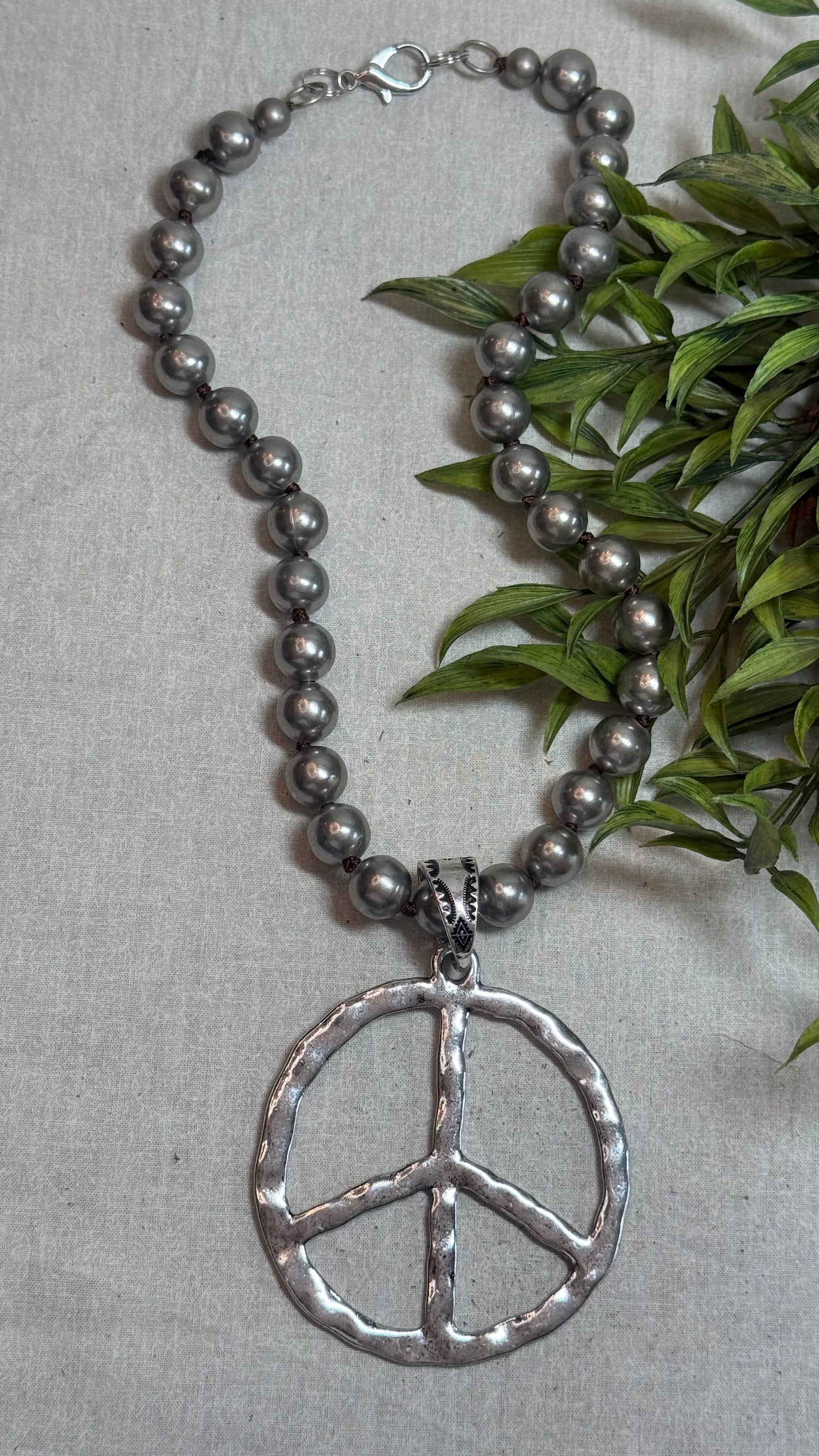 Large Open Peace Sign Necklace