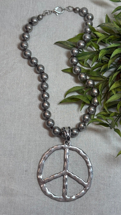Large Open Peace Sign Necklace