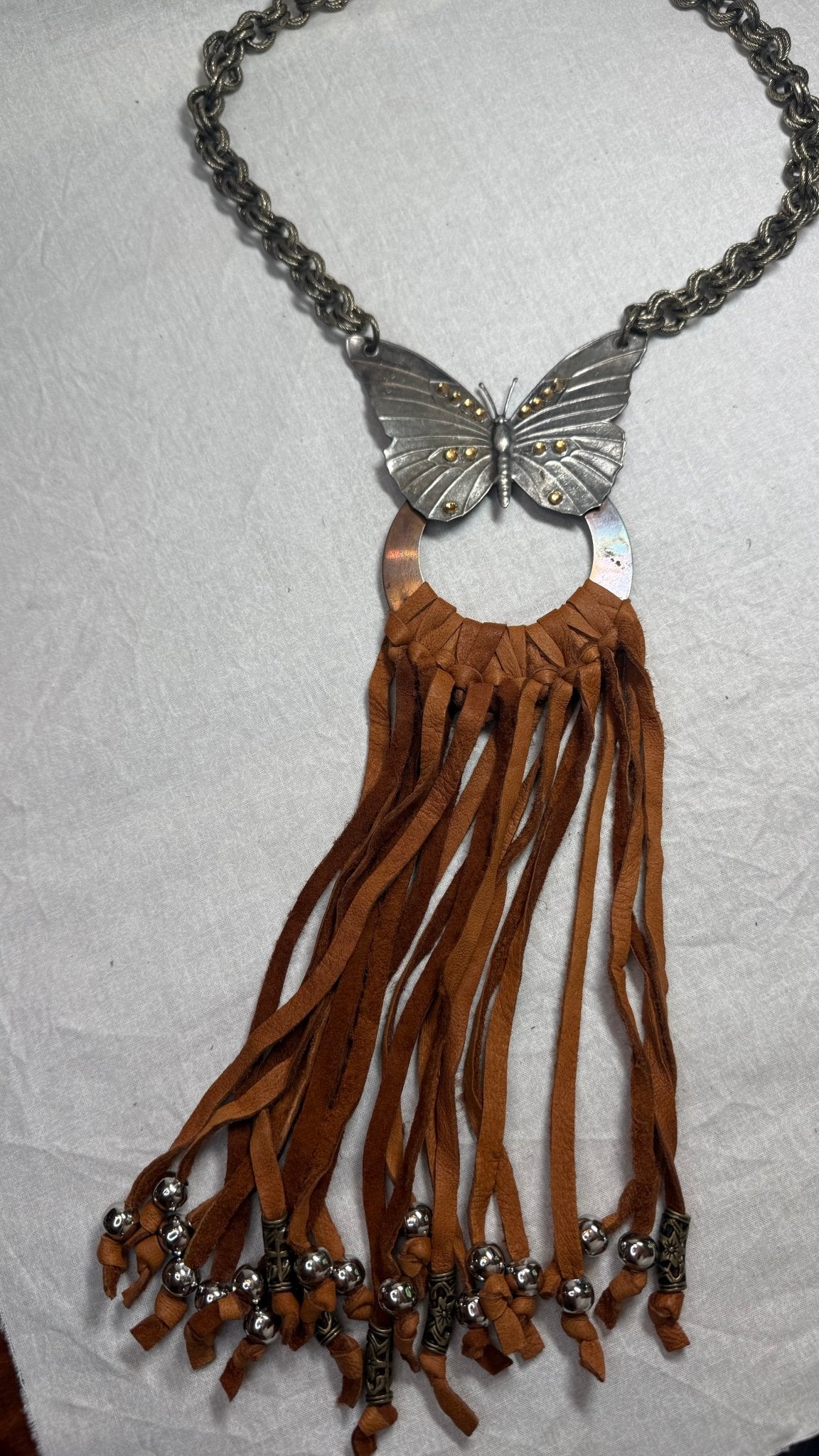 Butterfly Ring Tassel Necklace - Vintage Vault Boutique