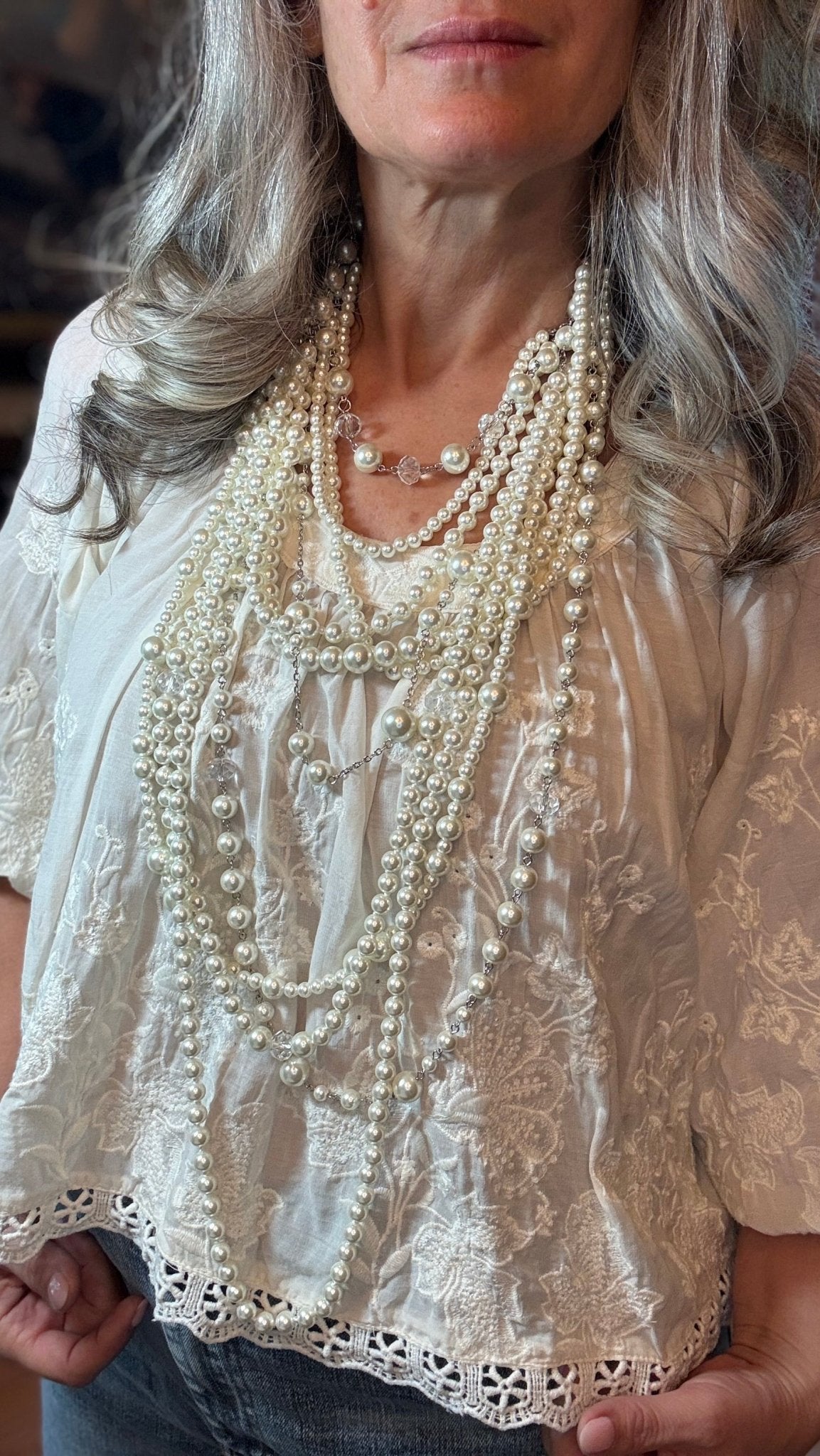 Multi Strand Pearl Necklace - Vintage Vault Boutique
