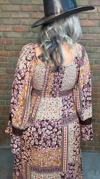 Tiered Dress Slit and Flare Sleeves