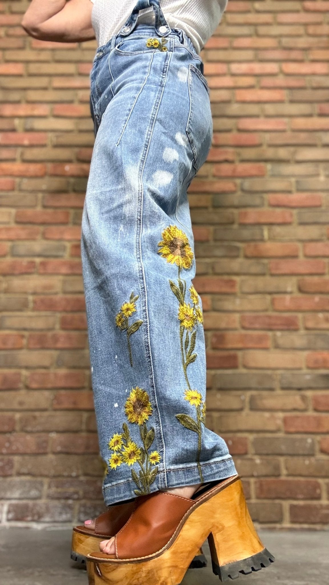 Sunflower Denim Overalls - Vintage Vault Boutique