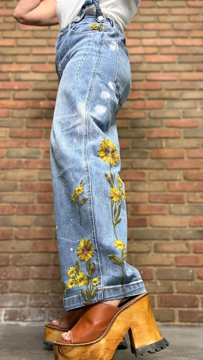 Sunflower Denim Overalls