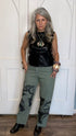 SUMANA - Black Sleeveless Faux Leather Top - Vintage Vault Boutique