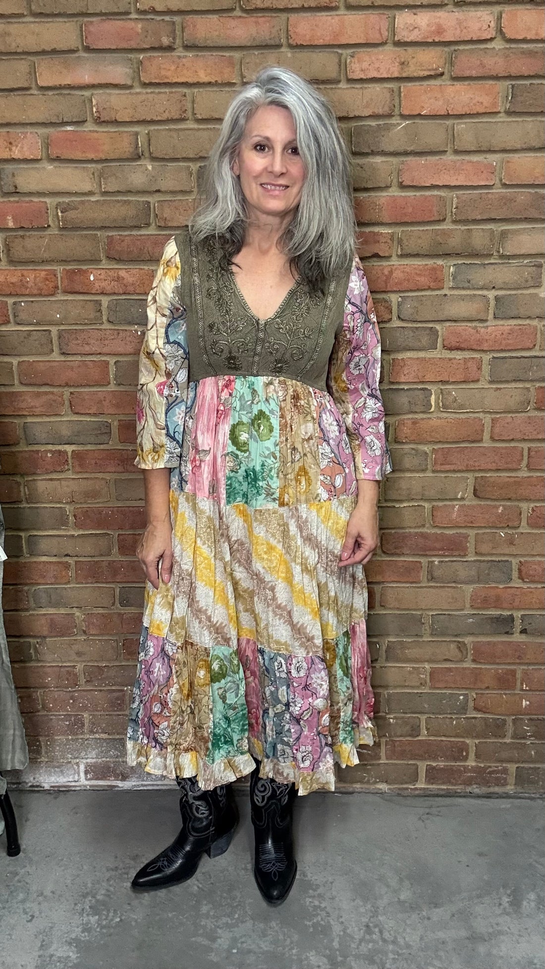 Gravel Rustic Bohemian A-Line Midi Dress