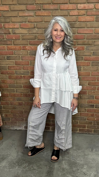 Scooter Pant in Ticking Stripe - Vintage Vault Boutique