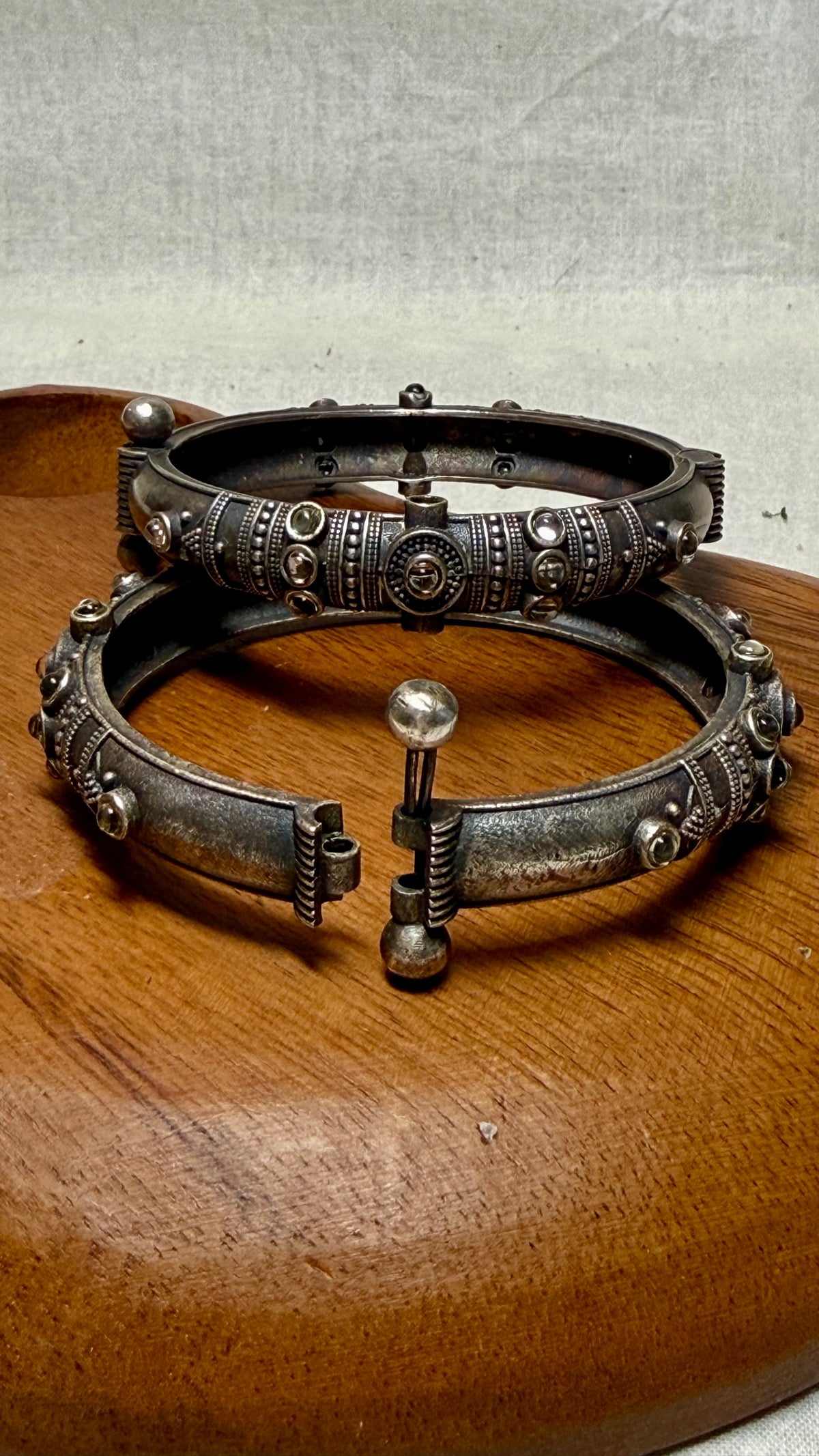Hinged Exotic Silver Bracelet